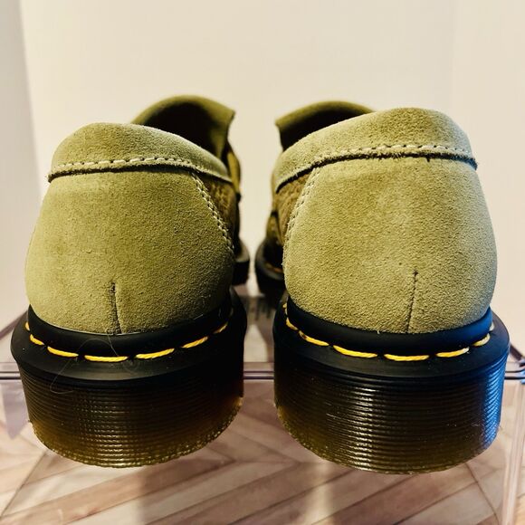 Dr Martens Adrian Tumbled Nubuck Leather Tassel Loafer M 4 W 5 Muted Olive Green - Picture 5 of 8